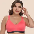 Pink seamless full cup sports bra for plus-size women fitness yoga and running - M=75D 80C 85A 85B / Tops / Watermelon red