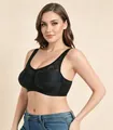 Comfortable black lace plus size bra with wide straps and thin breathable cups. - 80B / Tops / Black