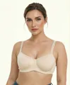 Gedetailleerde voorkant van een ultradunne plus-size bh met volledige dekking. - 95B / Huidskleur