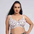 Grote maat beugelbh met bloemenprint en brede bandjes voor volledige ondersteuning - 80F / Tops / Met beugel / Wit Bloemenprint