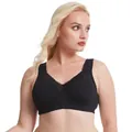 Comfortable black plus size full cup bra with lace trim and breathable cotton fabric - 115F / Tops / Black