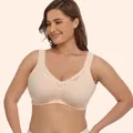 Plus size breathable full cup lace minimizer bra in beige skin tone for daily comfort. - 80B / Tops / Nude