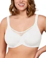 Comfortable white full coverage underwired unlined bra featuring an elegant mesh neckline - 34C / Tops / White