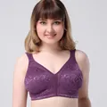 Elegant plus size wire-free lace bra featuring delicate purple jacquard floral embroidery - 80B / Tops / Purple