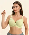 Western style lace avocado green full cup bra for women with comfortable underwire support - 34DDD / Matcha Green