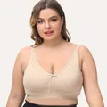 Comfortable plus size seamless bralette in heathered beige for full figure women - 115F / Tops / Khaki