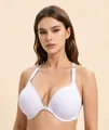 Elegant white lace push-up bra with front closure design for a seamless lift and fit - 75B / White