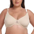 Nude plus size seamless underwire minimizer bra for full figure with supportive straps. - 85F / Tops / Apricot
