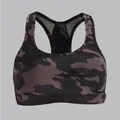 Breathable camouflage racerback sports bra featuring mesh panels for yoga fitness training - XS(70B/C/75A) / Tops / Camouflage