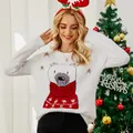 Cosy white Christmas knitted sweater featuring a cute polar bear jacquard and red scarf - S / Tops / White