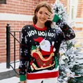 Festive black women's Christmas sweater featuring Santa Claus and HO HO HO embroidery - S / Tops / Black