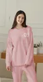 Detailed view showing the soft plush fabric texture of this pink fuzzy lounge set - One Size / Top And Bottom / Pink (Women)