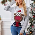 Cozy grey Christmas sweater featuring a cute 3D cartoon reindeer knit pattern design - S / Tops / Grey Christmas Style (Unisex)