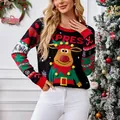 Feestelijke dames kersttrui met rendier en 3D-pompons in zwart gebreid ontwerp voor de winter - S / Tops / Zwart