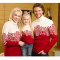 Maglioni natalizi coordinati per la famiglia con motivi a fiocchi di neve - S (Donna) / Top / Rosso