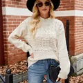 Fashionable casual beige cable-knit sweater long-sleeved pullover for autumn and winter - S / Tops / Apricot