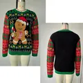 Voor- en achteraanzicht van een feestelijke kersttrui met peperkoekman - Dames S / Tops / Groen