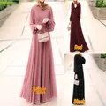 Elegant long sleeve bubble sleeve maxi dress in pink red and black colors for women - S / Top And Bottom / Pink