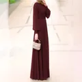 Elegant burgundy puff sleeve maxi dress with pleated waist and large swing skirt - S / Top And Bottom / Dark Red