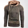 Sudadera de punto con capucha para hombre con media cremallera en marrón texturizado - 3XL / Tops / Marrón Oliva