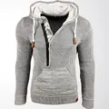 Sudadera de punto gris para hombre con media cremallera y bolsillo de canguro frontal - Gris claro