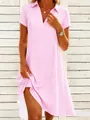 Lässiges rosa-weiß gestreiftes Kurzarm-Minikleid für entspannte Sommerstrandtage - S / Oberteil und Hose / Rosa