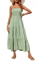 Elegante mintgroene maxi-jurk met spaghettibandjes en gesmokt lijfje voor dames - S / Top And Bottom / Lichtgroen