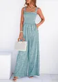 Zomerse retro geruite jumpsuit met bandjes, wijde pijpen en gesmokte lijfje detail. - S / Top And Bottom / Lichtgroen