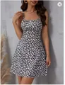 Slim fit floral print cami mini dress for summer fashion and casual wear. - S / Dresses / Gray