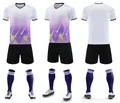 Full soccer jersey kit with white and purple gradient design including shorts and socks - 4XS / Top And Bottom / 119 White