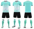 Full mint green quick-dry soccer uniform set shown from multiple angles for kids and adults - 4XS / Top And Bottom / Light Green