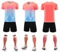 Pink and blue gradient quick-dry soccer jersey set for children and adult training - 4XS / Top And Bottom / 119 light pink