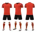 Vues détaillées sous plusieurs angles de l'ensemble de football en orange et noir - 4XS / Haut Et Bas / Rouge