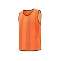 Detailed view of breathable orange mesh scrimmage vest for sports training and group activities - Adult / Tops / Vertical Stripes / Orange