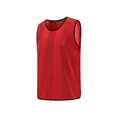 Detailansicht einer roten Mesh-Trainingsweste mit schwarzem Rand für den Teamsport - Erwachsene / Oberteile / Vertikale Streifen / Rot