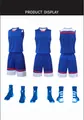 Vista detallada del conjunto de camiseta y pantalón de baloncesto azul real en tres ángulos - 3XS / Top Y Pantalón / Azul Real