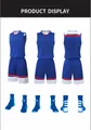 Vue détaillée de l'ensemble maillot et short de basket bleu royal sous trois angles différents - 3XS / Haut Et Bas / Bleu Royal