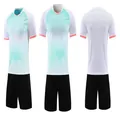 Multi-angle view of white and mint green quick-dry football training jersey and shorts - 4XS / Top And Bottom / White