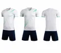 Front and back views of white and mint green quick-dry soccer training jersey suit. - 4XS / Top And Bottom / 112 White and Green