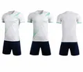 Front and back views of white and mint green quick-dry soccer training jersey suit. - 4XS / Top And Bottom / 112 White and Green