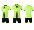 Multi-angle display of fluorescent green short-sleeve soccer uniform training set. - Fluorescent Green