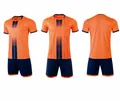 Front and back views of professional fluorescent orange soccer jersey set for training - 4XS / Top And Bottom / Orange