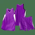 Professional purple basketball jersey set with white trim for team sports training - 3XS / Top And Bottom / Purple