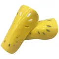 Durable yellow soccer shin guards with breathable holes and EVA padding for protection. - 001 Basic Style / Orange