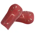 Red professional soccer shin guards featuring ventilated holes and EVA cushioning - 001 Basic Style / Red
