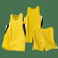 Yellow basketball uniform set with breathable jersey and shorts for sports training - 3XS / Top And Bottom / Yellow