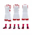 White basketball jersey set with red trim including shorts and athletic shoes - 3XS / Top And Bottom / L067 White