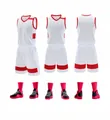 White basketball jersey set with red trim including shorts and athletic shoes - 3XS / Top And Bottom / L067 White