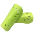 Lime green professional soccer shin guards with EVA cushioning and breathable holes. - 001 Basic Style / Fluorescent Green