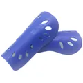Blue professional soccer shin guards featuring breathable vent holes for training - 001 Basic Style / Blue